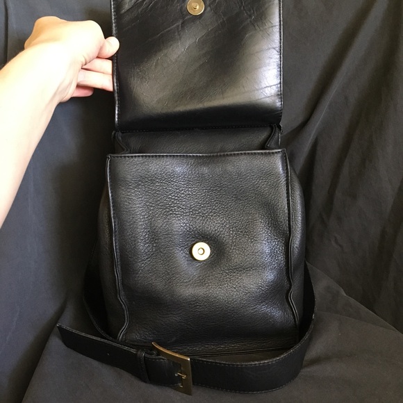 Vtg Pattie Jarrell Black Leather Crossbody Handbag - Picture 5 of 10